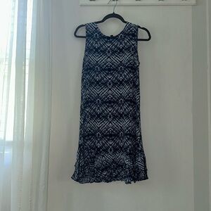 Blue and white patterned dress